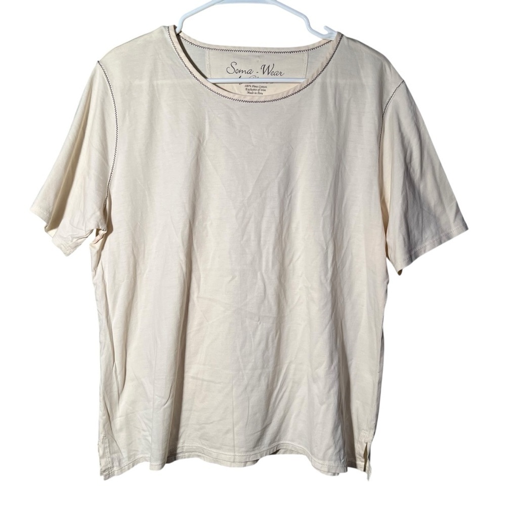 Soma Wear by Chico's Women's Size 2 (Large/12) Short Sleeve Top Eggnog‎ White